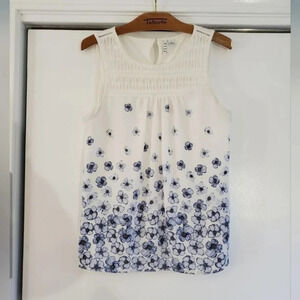 Elle Sleeveless Blue Floral Small Blouse